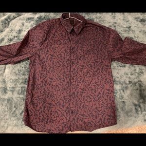 Burgundy Long Sleeve Button up size XL (slim fit)